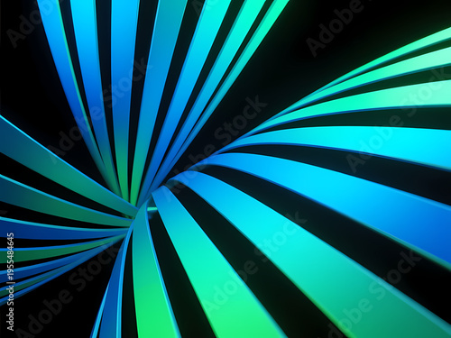 Delightful ribbons in vibrant green and blue twist and turn elegantly against a dark background, forming a captivating and dynamic pattern that draws the eye Generative AI