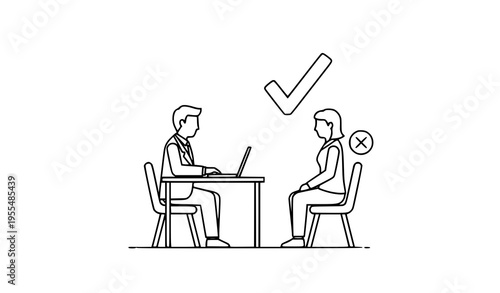 Hiring recruitment hr selection outline vector illustration