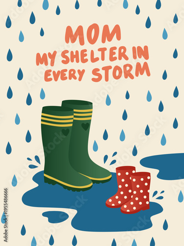 Mom, My Shelter in Every Storm Hand-Drawn Boot Card