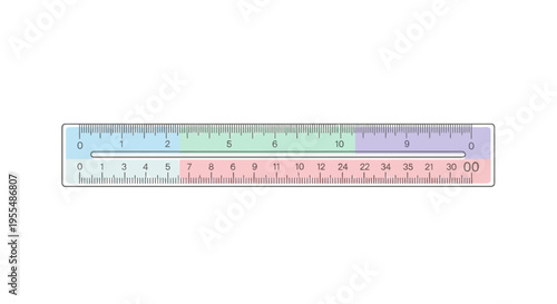 Colorful plastic ruler measurement tool.