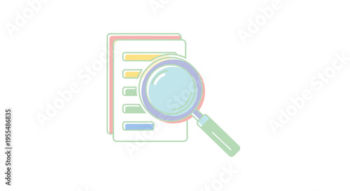 Magnifying glass on document search.