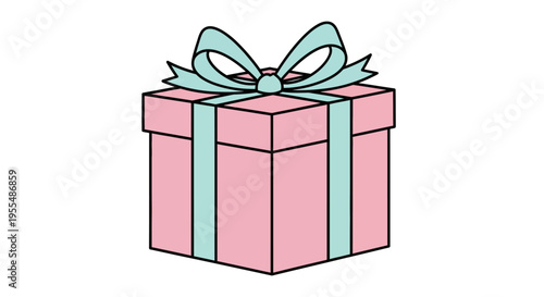 Pink gift box with ribbon bow.
