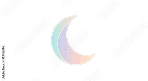 Crescent Moon Holographic Iridescent Symbol.