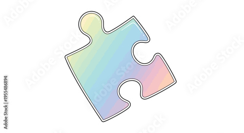 Single Iridescent Puzzle Piece Isolated.