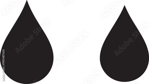 Two simple black teardrop shapes isolated on a clean white background for minimalist graphic design isolated on transparent background, Vector