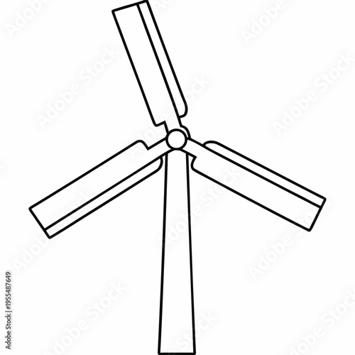 windmill with four blades line art vector illustration on transparent background