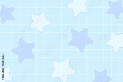 ゆめかわいい 星 チェック パターン 背景 水色 テクスチャ 素材

