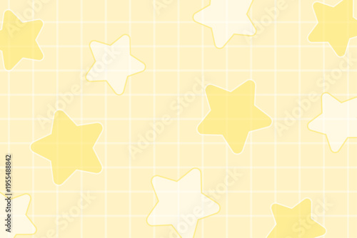 ゆめかわいい 星 チェック パターン 背景 黄色 テクスチャ 素材

