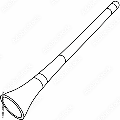 didgeridoo with mouthpiece flare line art vector illustration on transparent background