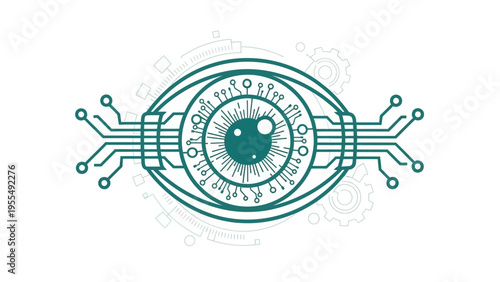 Futuristic Eye with Circuitry and Technology.