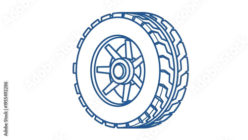 Detailed Illustration of a Tire with Tread.