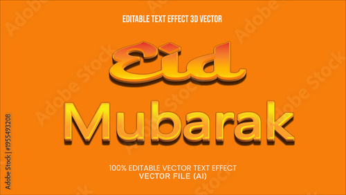'' EID MUBARAK ''  TEXT EFFECT VECTOR 3D