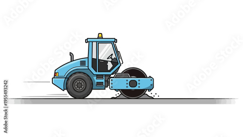 Blue Road Roller Compactor Vehicle Illustration.