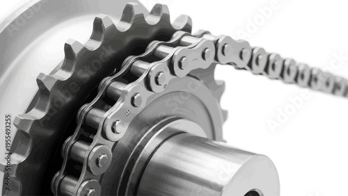 Closeup of Metal Gear and Chain Mechanism.