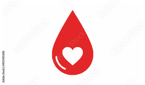 Blood drop with heart vector illustration for medical, donation, and awareness campaigns
