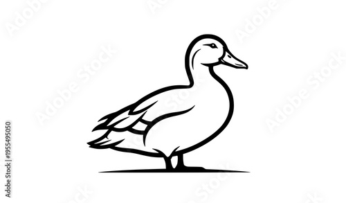 Minimal waterfowl silhouette vector clean line bird illustration for logo farming and nature branding