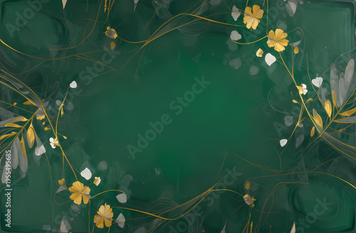Delicate yellow gold and white flowers bloom vibrantly against a rich green background, creating a serene scene that evokes tranquility and peace in nature's embrace Generative AI