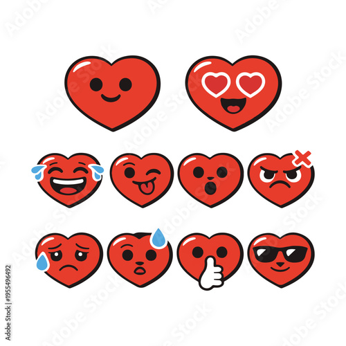 Heart set of emotions vector
Vector set of emotions on a white background