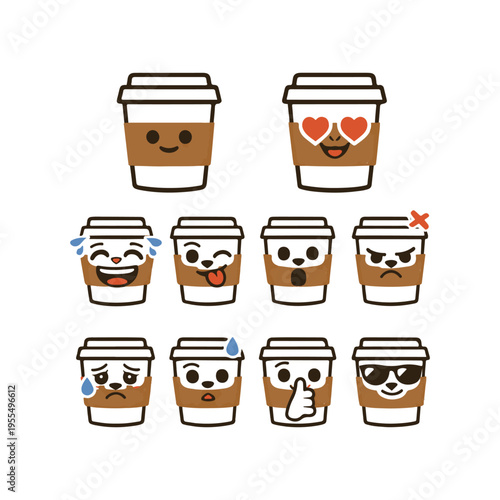 Coffee cup to go set of emotions vector
Vector set of emotions on a white background