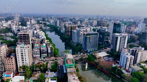 modern city skyline with lake and urban Cityscape