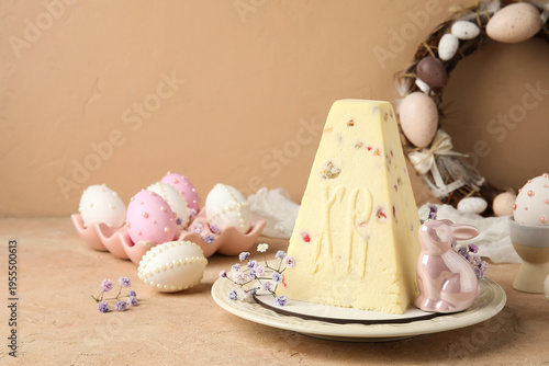 Plate with tasty curd Easte...