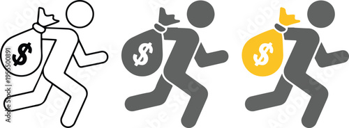 Set of three minimalist Erlenmeyer flask icons with leaf symbols in outline and solid styles for organic chemistry laboratory research and biotech science concepts isolated on white.