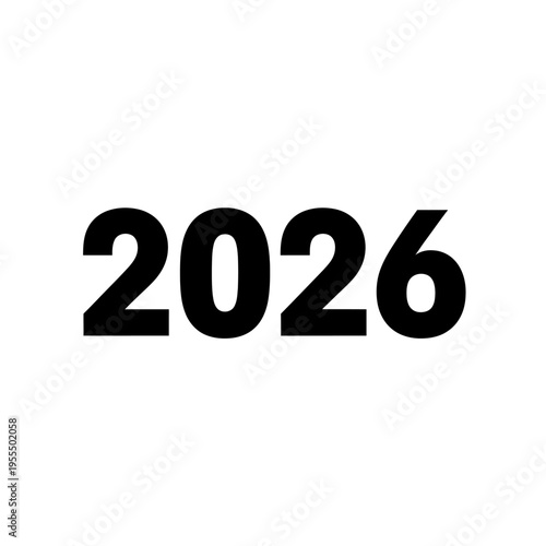 Bold black number 2026 on a plain white background representing future year or date