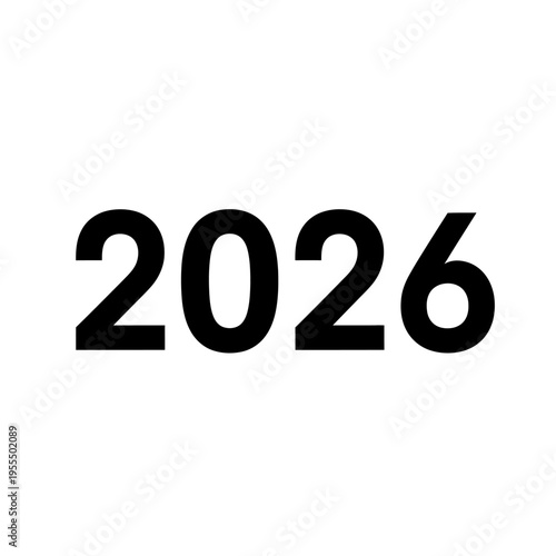 Bold black number 2026 representing future year in minimalistic design