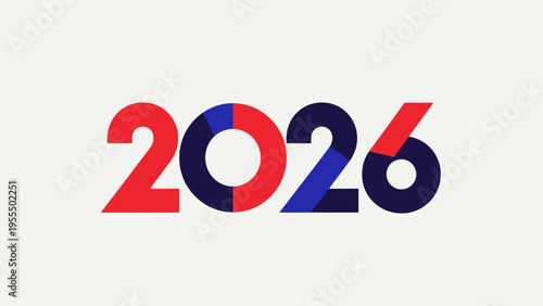 Bold Red and Blue Design Celebrating the Year 2026 with Modern Colors and Style