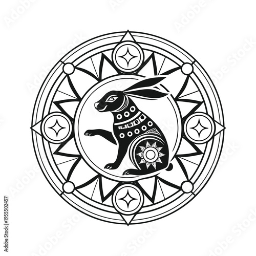 Vector zodiac rabbit symbol illustration