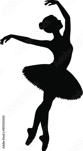 A graceful ballerina performing a classic dance pose wearing a traditional tutu and ballet shoes isolated on white background, Vector, illustration