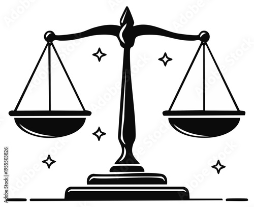 Justice Scale Illustration Symbolizing Law and Legal Concepts Balance Scale Scales Symbol Justice Weighing System Representation Vector