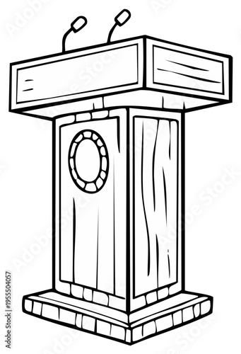 Orator's podium with microphones for public speaking and presentations