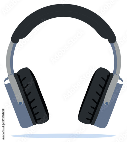 Over ear style headphones illustration. Listen, enjoy, or create with audio.