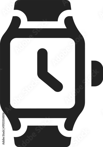 A minimalist flat vector icon representing a modern digital smartwatch with a square watch face isolated on white background, Vector, illustration