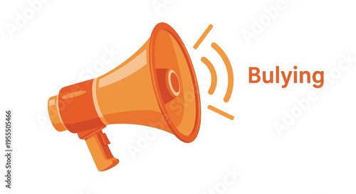 Digital Illustration Depicting the Issue of Bullying Using a Megaphone Icon for Awareness Campaigns