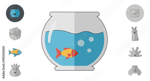 Educational Illustration of a Fish and Its Habitat With Various Aquatic and Land Animals for