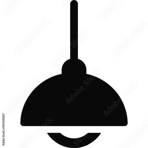 Minimalist black silhouette icon representing a decorative hanging pendant ceiling light fixture isolated on white background, Vector, illustration