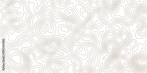 Geography landscape Topo contour map on white background, Topographic contour lines. Seamless pattern with lines Topographic map. Geographic mountain relief diagram line wave carve pattern. 