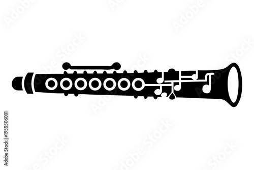 flute silhouette illustration for woodwind music instrument orchestra band and performance design