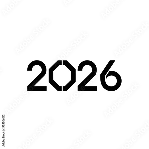 Futuristic Design of the Year 2026 with Geometric Elements and Modern Typography