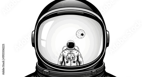 Illustration of an astronaut floating in space with a planet in the background