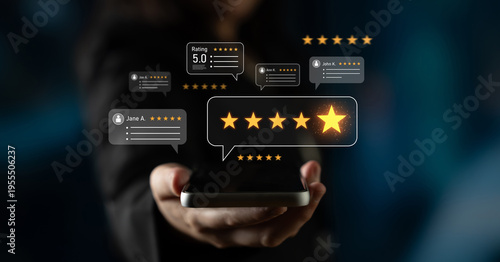 Bild auf Leinwand Customer centric review and rating system supports product review, digital ratin