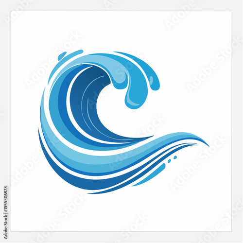 Wellen-Logos – Wasserspritzer, fließende Flüssigkeitsbewegung, geschwungene Linien und Strudel 