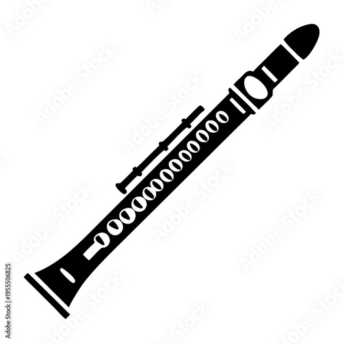 alto flute silhouette icon illustration for woodwind music instrument orchestra band and performance design