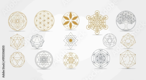 Intricate Geometric Sacred Symbols and Modern Mandala Designs Collection