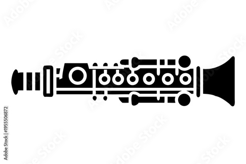 alto flute silhouette illustration for woodwind music instrument orchestra band and performance design