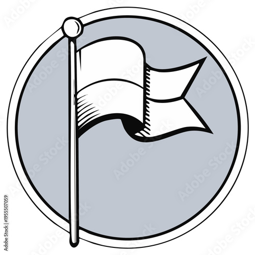White Flag Icon in Circle Graphic