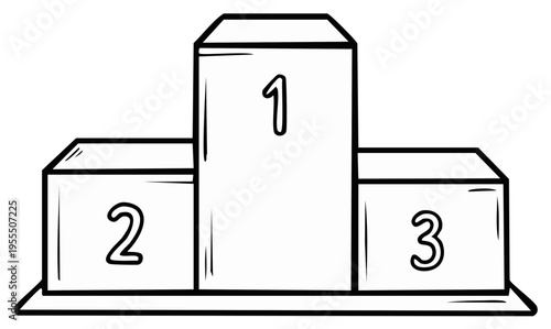 Illustration of a Podium with First, Second, and Third Place Numbers
