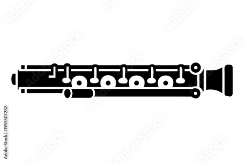 bass flute silhouette illustration for woodwind music instrument orchestra band and performance design